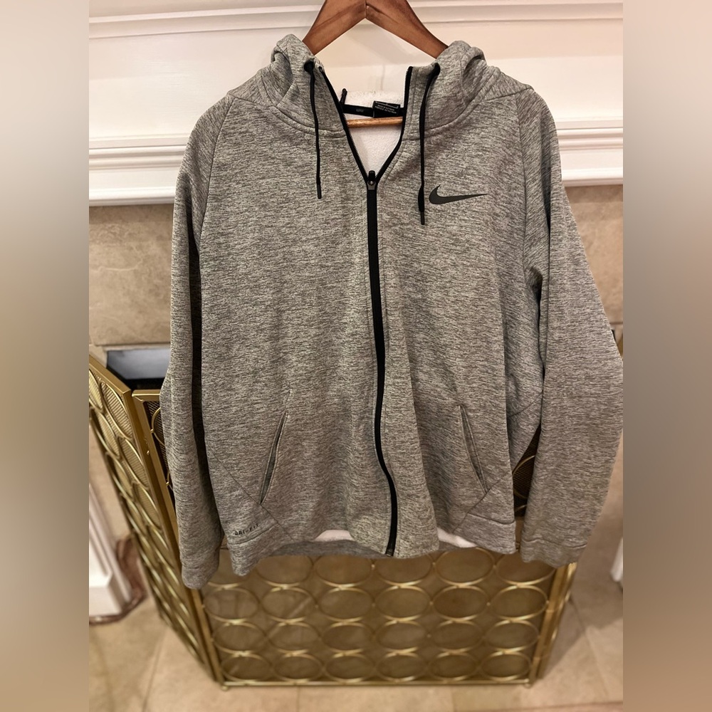 Men’s Nike Dri- Fit Fleece Lined Gray Zippered Hoodie L
